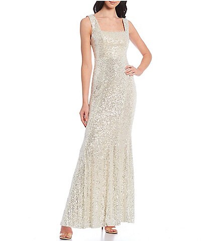 Xtraordinary Square Neck Sequin Gown