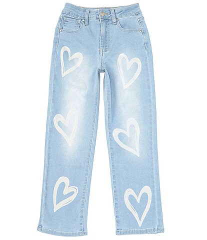 YMI Jeanswear Big Girls 7-16 Straight Leg Printed Hearts Jean