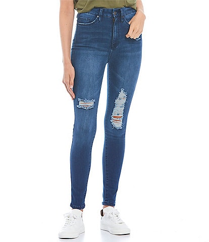 YMI Jeanswear Destructed High Rise Curvy Skinny Jeans
