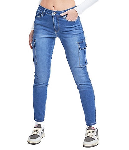 YMI Jeanswear Hyperdenim Mid Rise Skinny Cargo Jeans