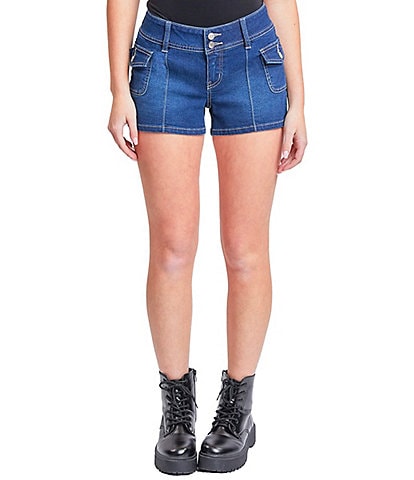 YMI Jeanswear Low Rise 2 Button Front Cargo Pocket Denim Shorts