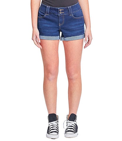 YMI Jeanswear Low Rise 2 Button Front Cuffed Hem Denim Shorts