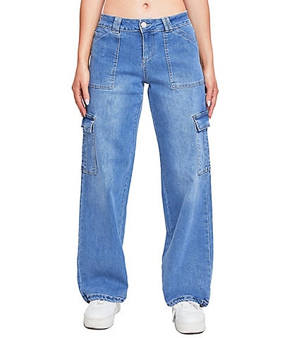 YMI Jeanswear Low Rise Bungee Hem Straight Cargo Jeans