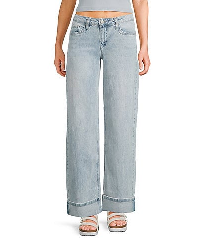 YMI Jeanswear Low Rise Loose Fit Cuffed Wide Leg Jeans