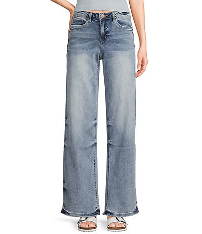 YMI Jeanswear Mid Rise Wide Leg Jeans