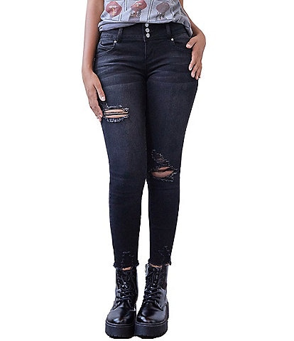 YMI Jeanswear Wbb Repreve High Rise Fray Panel Skinny Jeans