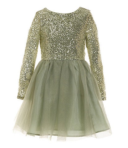 Brooks Sequin Flare Dress in Rose Gold