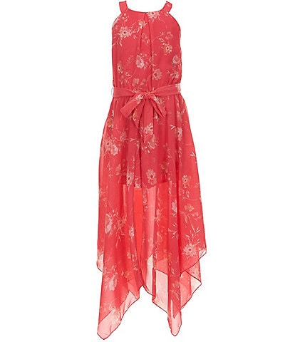 Zunie Big Girls 7-16 Sleeveless Floral Chiffon Walk-Through Romper Dress
