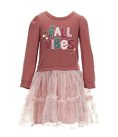 Zunie Little Girls 2-6X Long Sleeve Knit Bodice/Printed Tutu-Skirted Dress