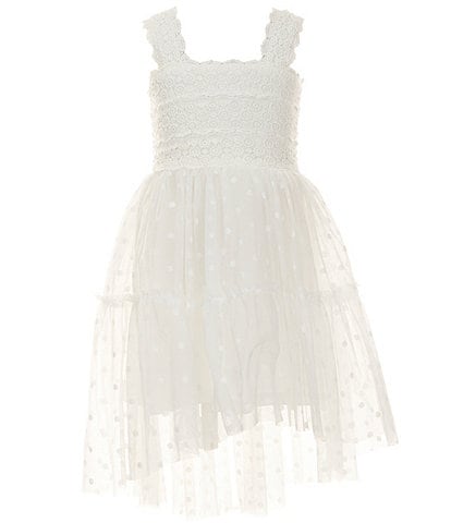 Zunie Little Girls 4-6X Clip-Dot Lace High-Low-Hem Dress