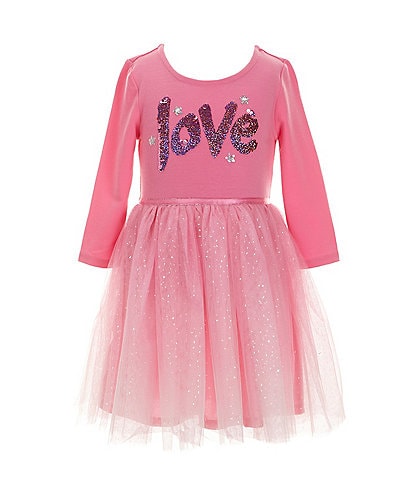 Zunie Little Girls 4-6X Long Sleeve Love Ombre Mesh Tutu Dress