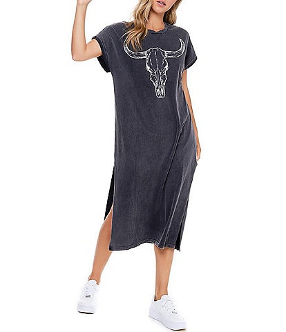 Zutter Short Sleeve Bull T-Shirt Midi Dress