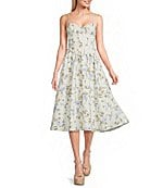 ditsy floral puff sleeve corset dress Sand Ditsy Floral Corset Cotton Mini Dress