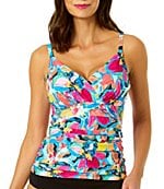 Plus Amalfi Floral Twist Front Underwire Tankini Swim Top – Anne Cole