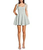 b darlin skater dress B. Darlin Jacquard Off The Shoulder Drape Neck Bustier Skater Dress