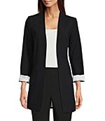 Calvin klein satin stripe roll 2025 cuff long open front jacket