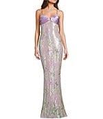 floral printed sequin mesh twist front bandeau a line dress City Vibe Floral Printed Sequin Mesh Twist Front Bandeau Side Slit Dress