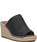 Andre Assous Nissa Perforated Suede Espadrille Wedge Slide Sandals