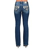 Miss Me Embellished Wing Flap Pocket Mid Rise Bootcut Jeans