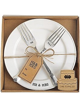 Dillard S Registries Find Products Mud Pie Wedding Collection Mr Mrs Cake Testing Plate With 2 Forks 32 00size 8 Color Whitedms 0715 124 4235006 Sku 4444909