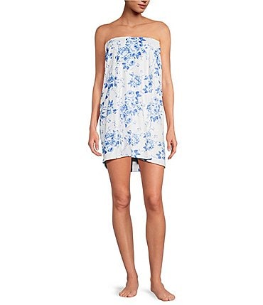 Image of 8 Oak Lane Floral Terry Spa Wrap Robe