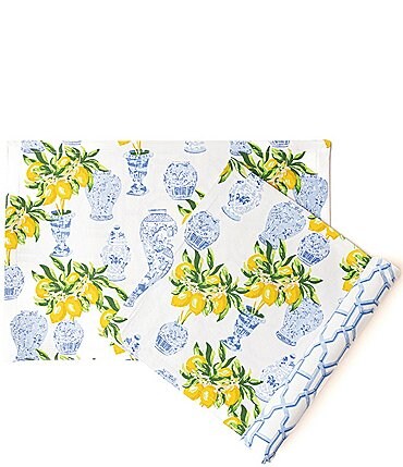 Image of 8 Oak Lane Lemon Ginger Reversible Placemat, Set of 6