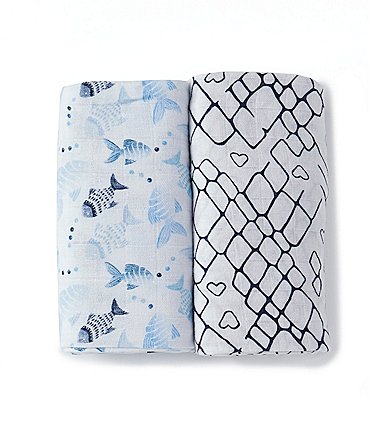 Image of Aden + Anais 2-Pack Muslin Fishing Swaddle Blankets