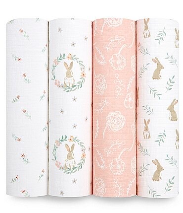 Image of Aden + Anais Baby Blushing Bunnies Print Swaddle Blanket 4-Pack