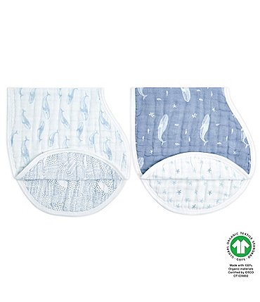 Image of Aden + Anais Baby Boys Oceanic Print Dual-Purpose Bib/Burpcloth 2-Pack