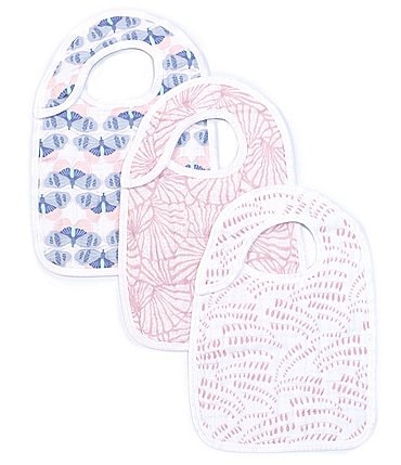 Image of Aden + Anais Baby Girls Deco 3-Pack Snap Bibs