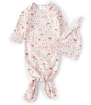 Image of Aden + Anais Baby Girls Newborn-3 Months Long-Sleeve Perennial Print Gown & Hat Set