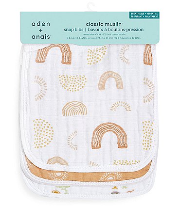 Image of Aden + Anais Baby Keep Rising Print Three-Layer Muslin Bibs 3-Pack