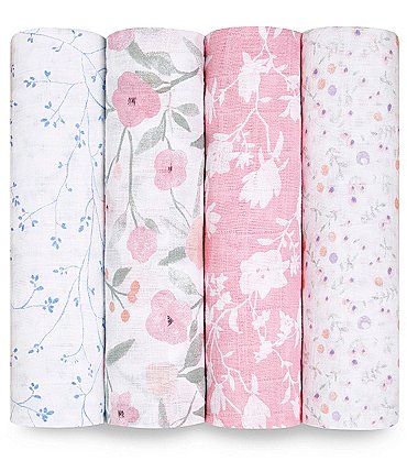 Image of Aden + Anais Ma Fleur Muslin Cotton Classic Swaddle 4-Pack