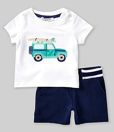 Image of Adventurewear 360 Baby Boys 3-24 Months Round Neck Short Sleeve Jeep Print T-Shirt & Shorts Set