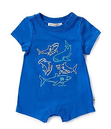 Image of Adventurewear 360 Baby Boys Newborn-12 Months Round Neck Short Sleeve Sea Creature Romper