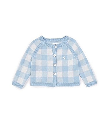 Image of Adventurewear 360 Baby Girls 3-24 Months Round Neck Long Sleeve Gingham Cardigan