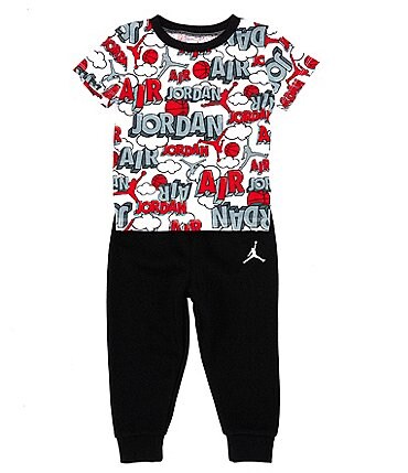 Image of Air Jordan Comic Baby Boys 12-24 Months Short-Sleeve Mixed-Media Jersey Tee & Solid Fleece Jogger Pant 2-Piece Set