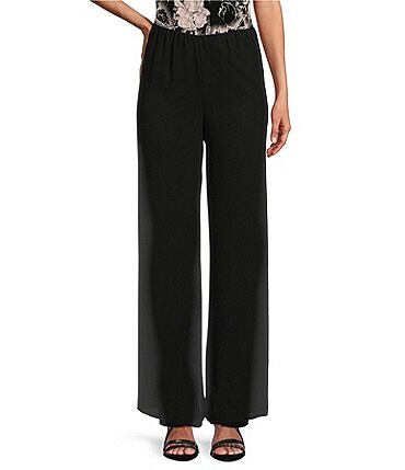 Image of Alex Evenings Silky Chiffon Wide Leg Flowy Pants