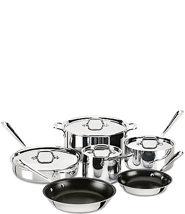 Image of All-Clad D3 Stainless 3-Ply Bonded Cookware Set, Nonstick 10-Piece Set