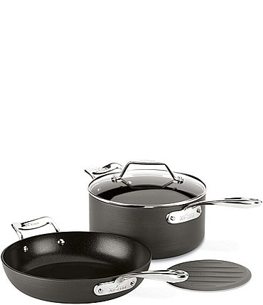 Image of All-Clad Essentials Nonstick Cookware Set, 2-Piece Fry & Sauce Pan with Lid Set, 10.5" & 4 qt.