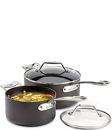 Image of All-Clad Essentials Nonstick Cookware Set, 2-Piece Sauce Pan Set with Lid, 2.5qt & 4.5 qt