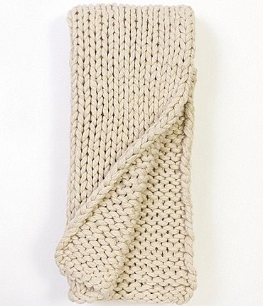 Image of Amity Home Gage Cable Knit Cream Throw Blanket