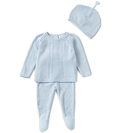 Image of Angel Dear Baby Boys Newborn Long-Sleeve Sweater, Footed Pants, & Hat 3-Piece Layette Set