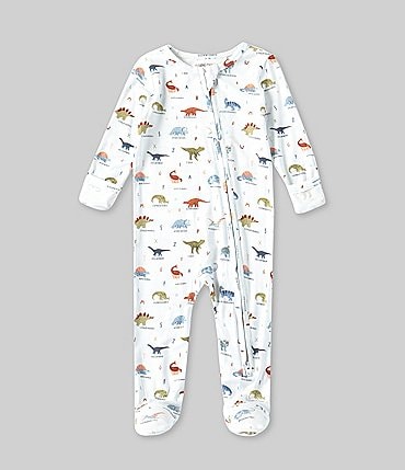 Image of Angel Dear Baby Boys Newborn-9 Months Long Sleeve 2-Way Zipper Dinosour Printed Footie Coverall