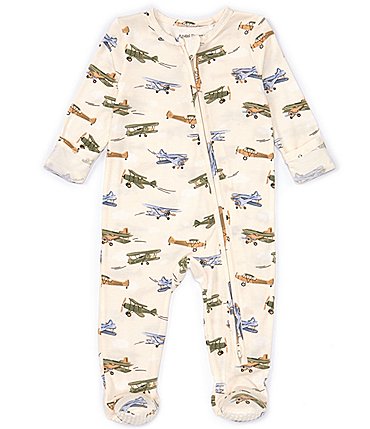 Image of Angel Dear Baby Boys Newborn-9 Months Long Sleeve Plane Printed Zipper Footie Coverall