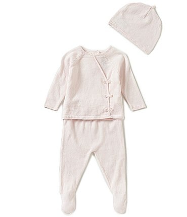 Image of Angel Dear Baby Girls Newborn Long-Sleeve Knit Shirt, Footed Pants, & Hat 3-Piece Layette Set