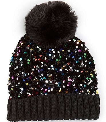 Image of Anna & Ava Cluster Sequins Beanie with Pom
