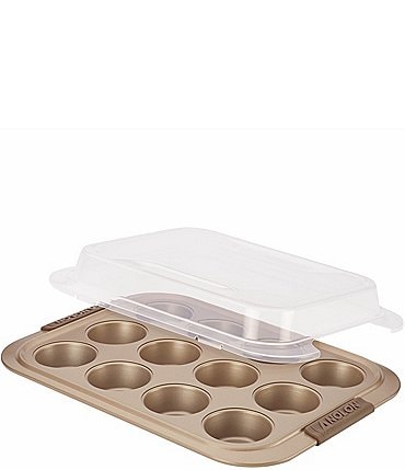 Image of Anolon Advanced Bronze Nonstick 12-Cup Muffin Pan with Silicone Grips