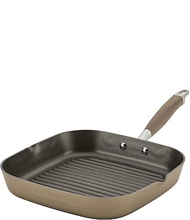 Image of Anolon Advanced Home Hard Anodized Nonstick Bronze 11" Deep Square Grill Pan with Pour Spout