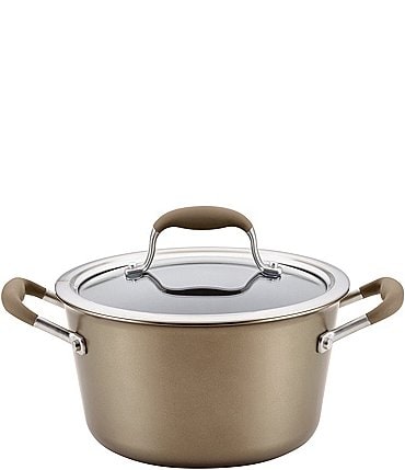 Image of Anolon Advanced Home Hard Anodized Nonstick Bronze 4.5-Quart Covered Tapered Saucepot